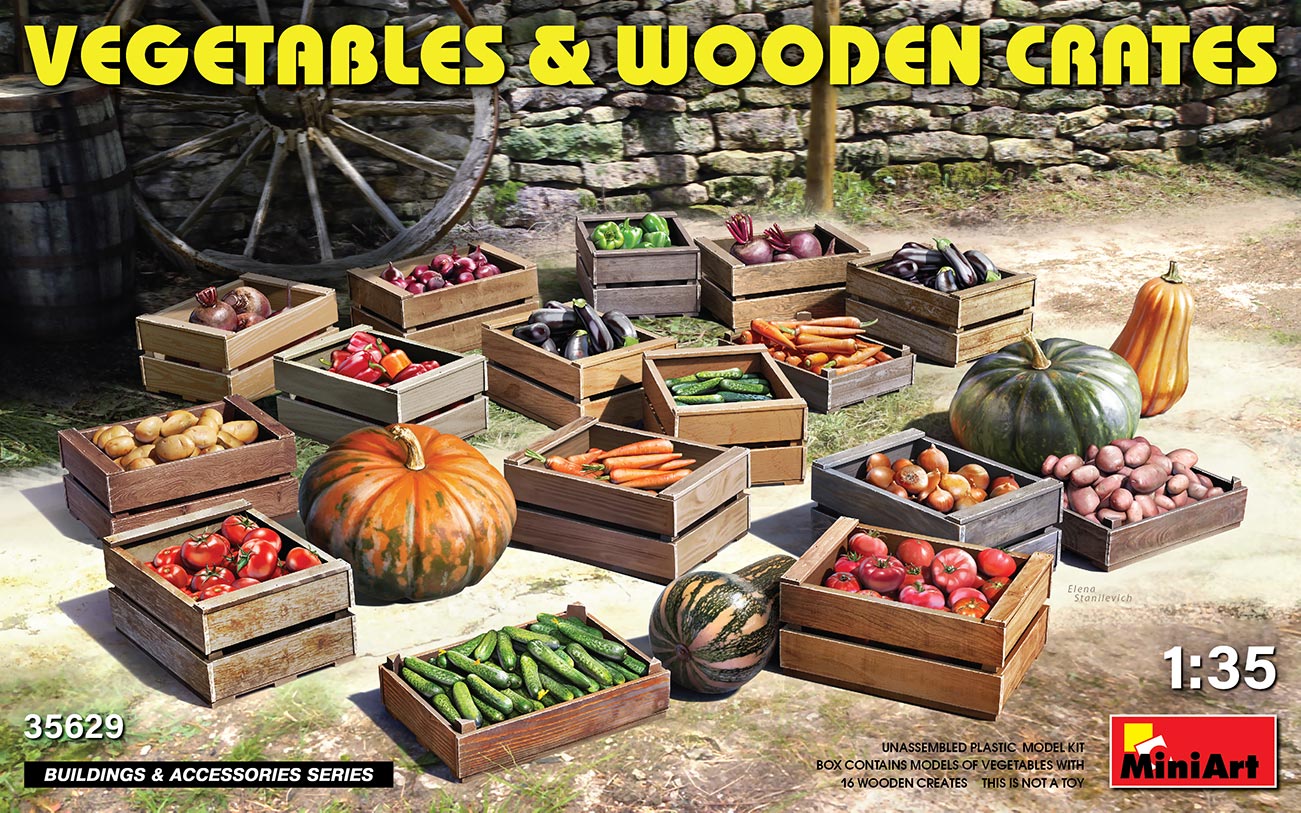 โมเดลผักและลังไม้ MiniArt ขนาด 1/35 MI35629 VEGETABLES & WOODEN CRATES