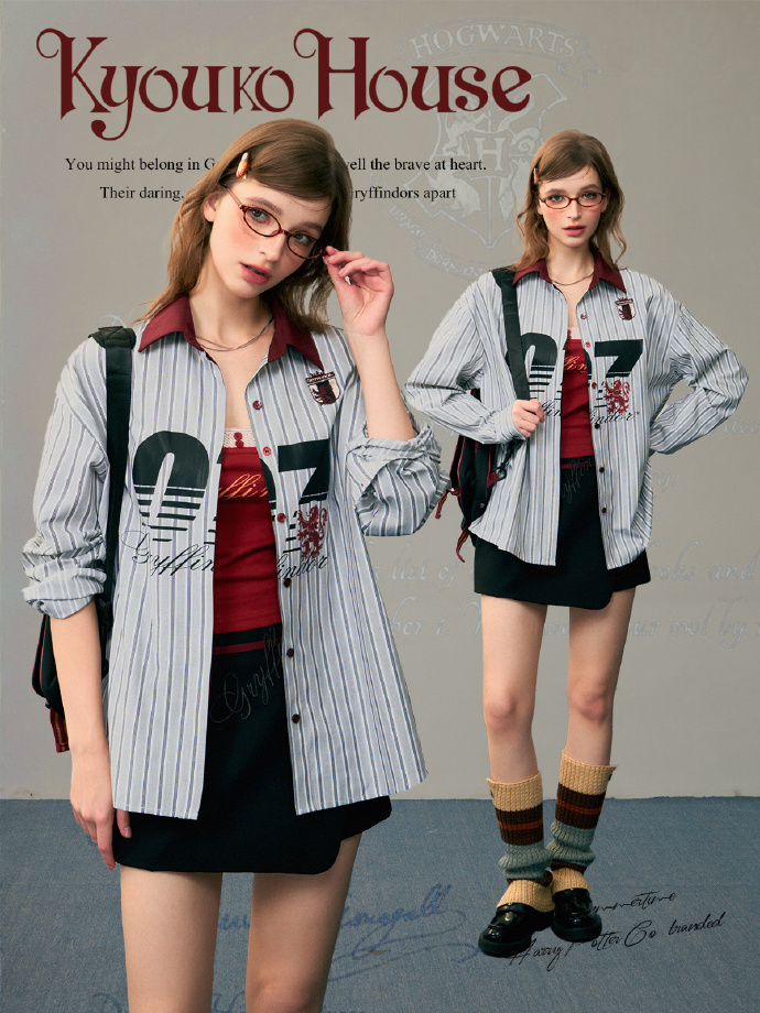 [Pre-Order] Kyouko x Harry Potter เสื้อเชิ้ต คอปก แขนยาว ทรงหลวม AW/2024