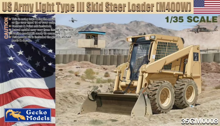 โมเดลรถแทรกเตอร์ทหาร ขนาด 1/35 Gecko Model 35GM0009 US ARMY LIGHT TYPE III SKID STEER LOADER (M400W) WITH BAR TRACK