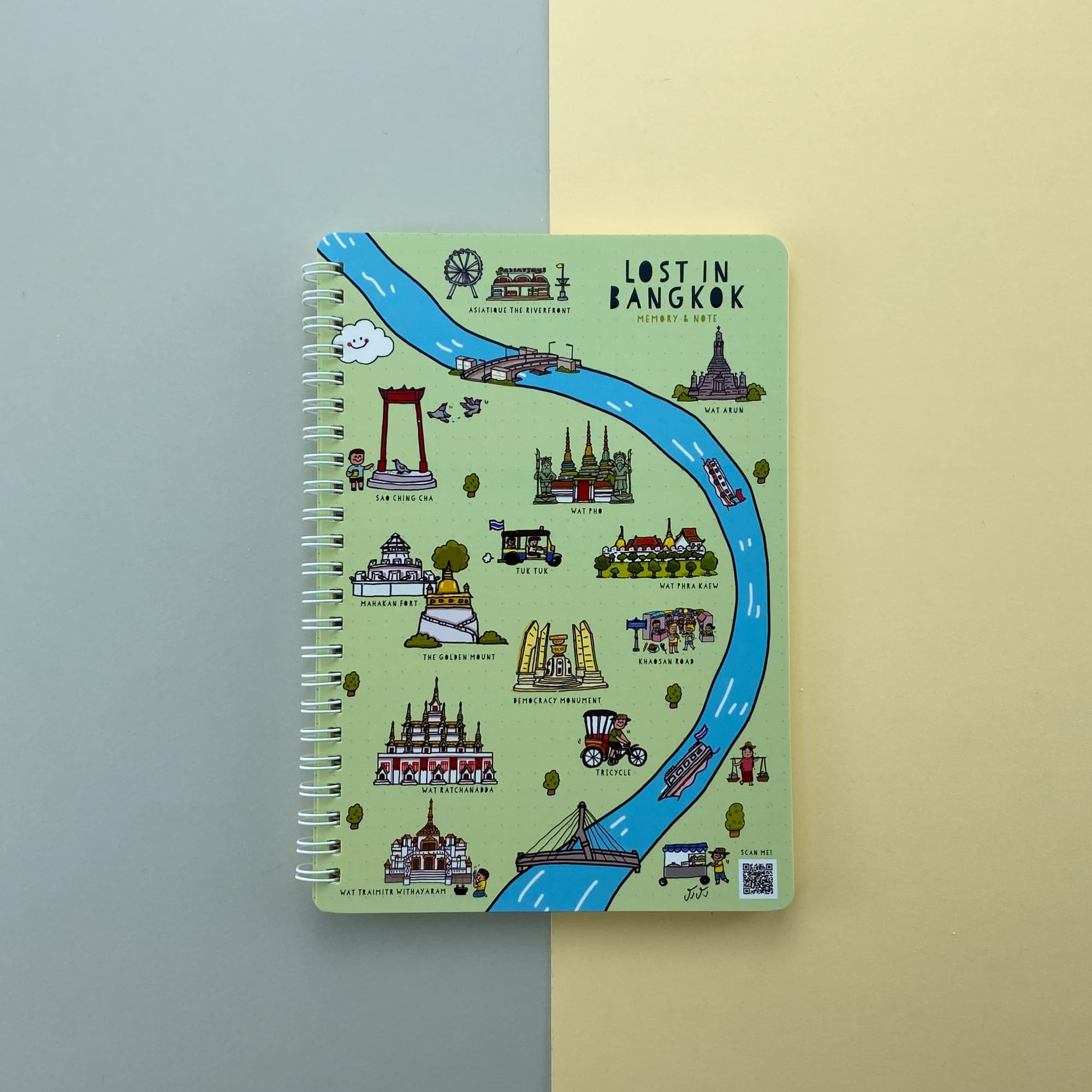 สมุดโน้ตปกแข็ง A5 สันห่วง ชุด Lost in Bangkok (Green) สันห่วง
