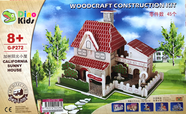 Dinokids3D ตัวต่อไม้ 3 มิติ บ้านตากอากาศ California sunny house จิ๊กซอว์ไม้ โมเดลไม้ 3 มิติ
