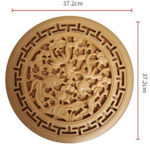 สินค้าตกแต่งประดับกำแพงผนังแบบจีน ปลามงคล 吉祥鱼 Auspicious Fish Hollow Window Grille Round