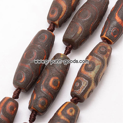 9 Eyes dZi Tibetan Agate 40มม สี Coconut Brown