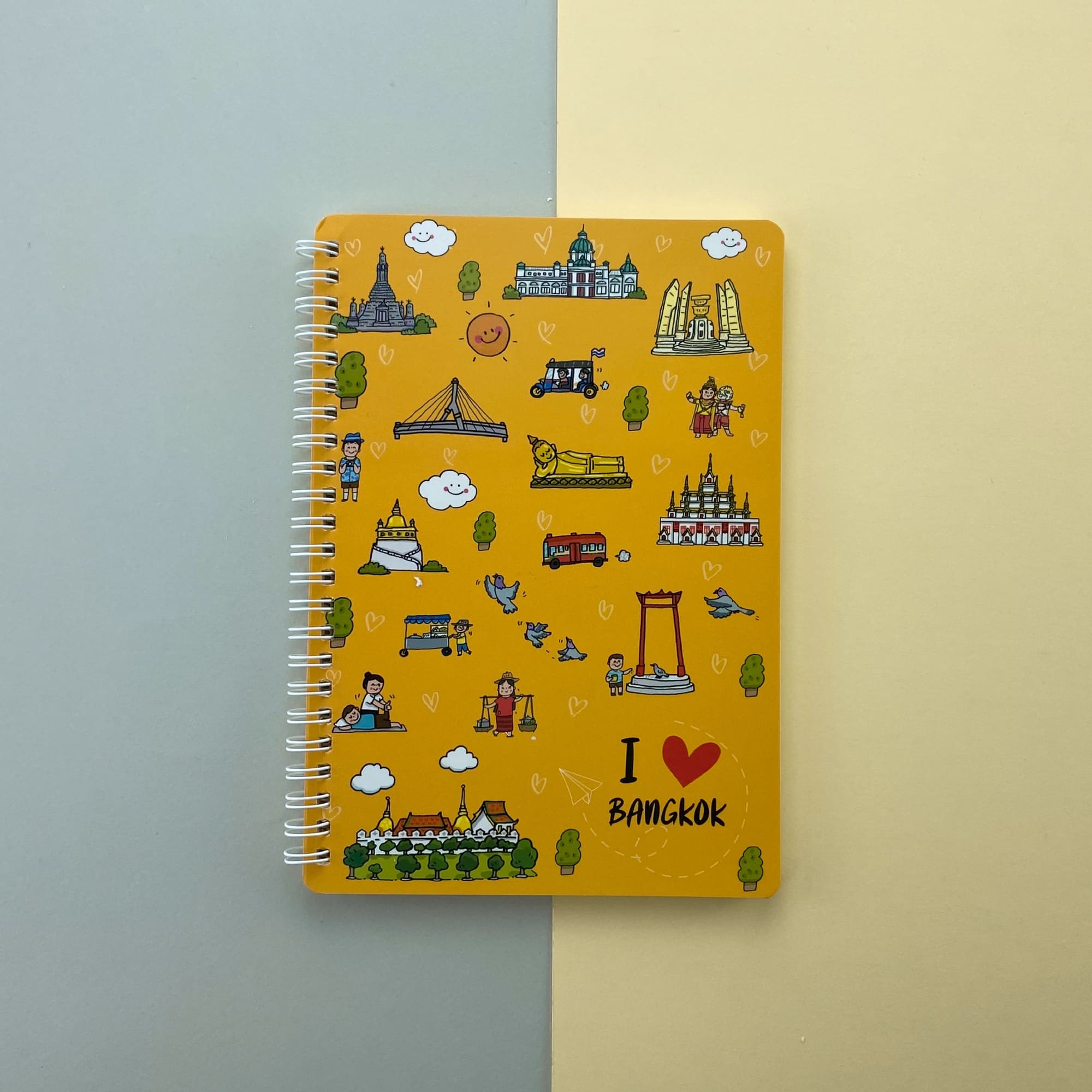 สมุดโน้ตปกแข็ง A5 สันห่วง ชุด Loving Bangkok (Yellow) สันห่วง