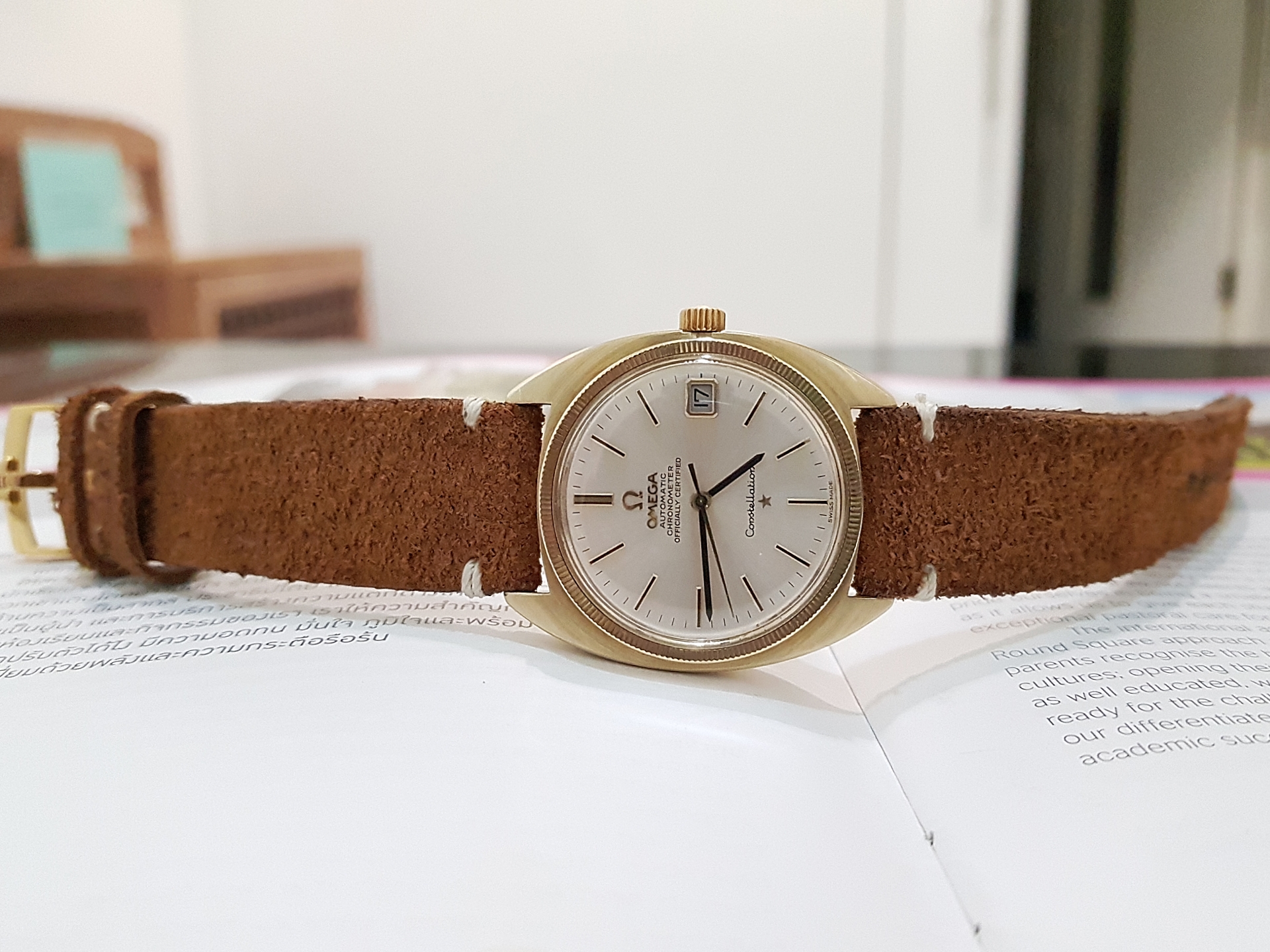 Omega Constaillation Gold Cap cal.564 นาฬิกาข้อมือ Vintage Omega หอดูดาว ขอบหยัก ทองหุ้ม ขนาด 35mm สำเนา