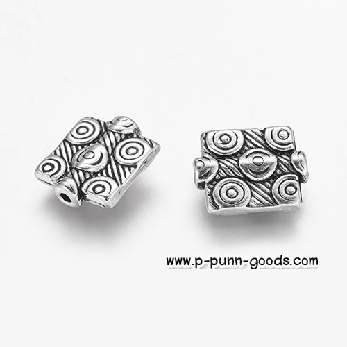 ลูกปัดคั่น สี่เหลี่ยม 10x12 มม. สีเงินโบราณ