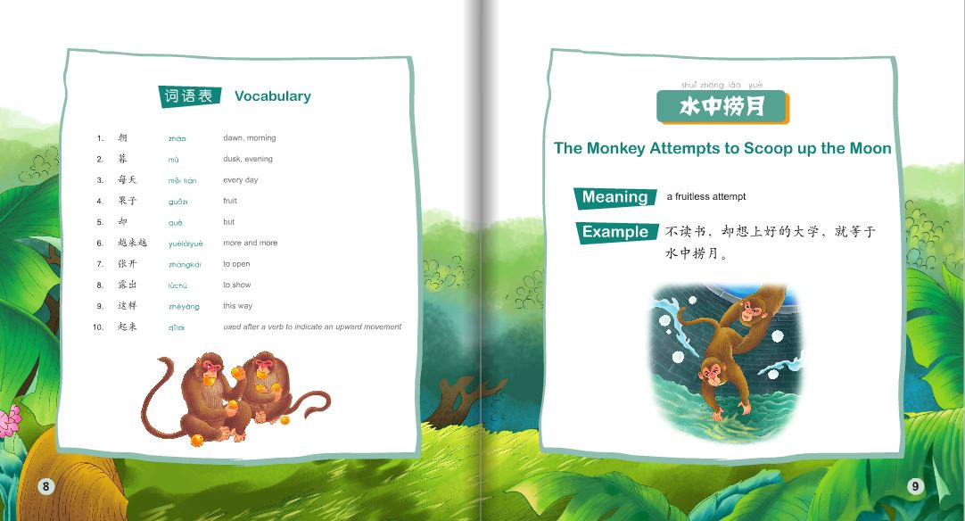 หนังสืออ่านนอกเวลาภาษิตจีนและเรื่องเล่านักษัตรวอก+CD 中文小书架—汉语分级读物（初级）：十二生肖成语故事 猴（含1CD-ROM）Chinese Idioms about Monkeys & Their Related Stories+CD