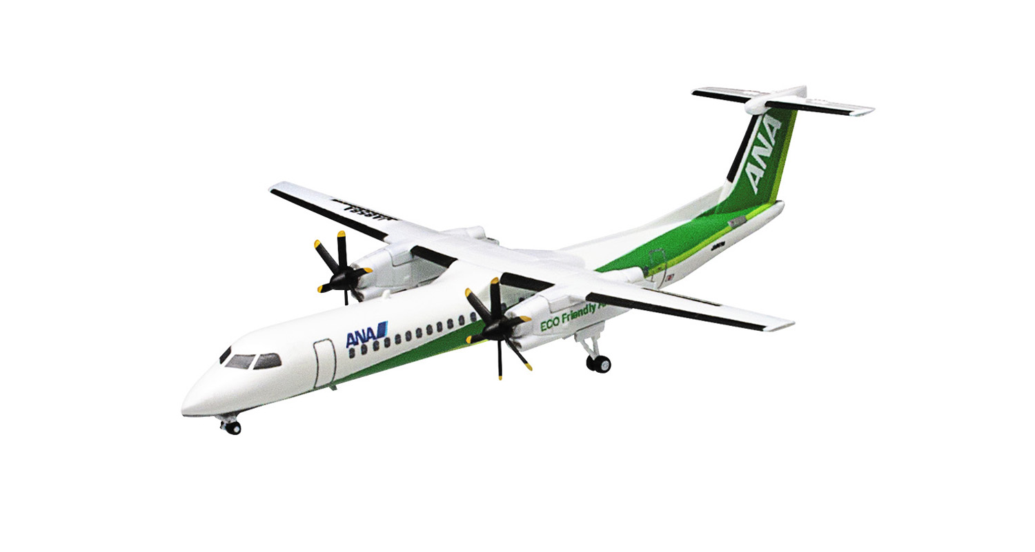 โมเดลเครื่องบินจำลอง ยี่ห้อเอฟทอย ขนาด 1/300 F-toys ANA Wing Collection 5 #1 DHC8-Q400 Ekobon paint