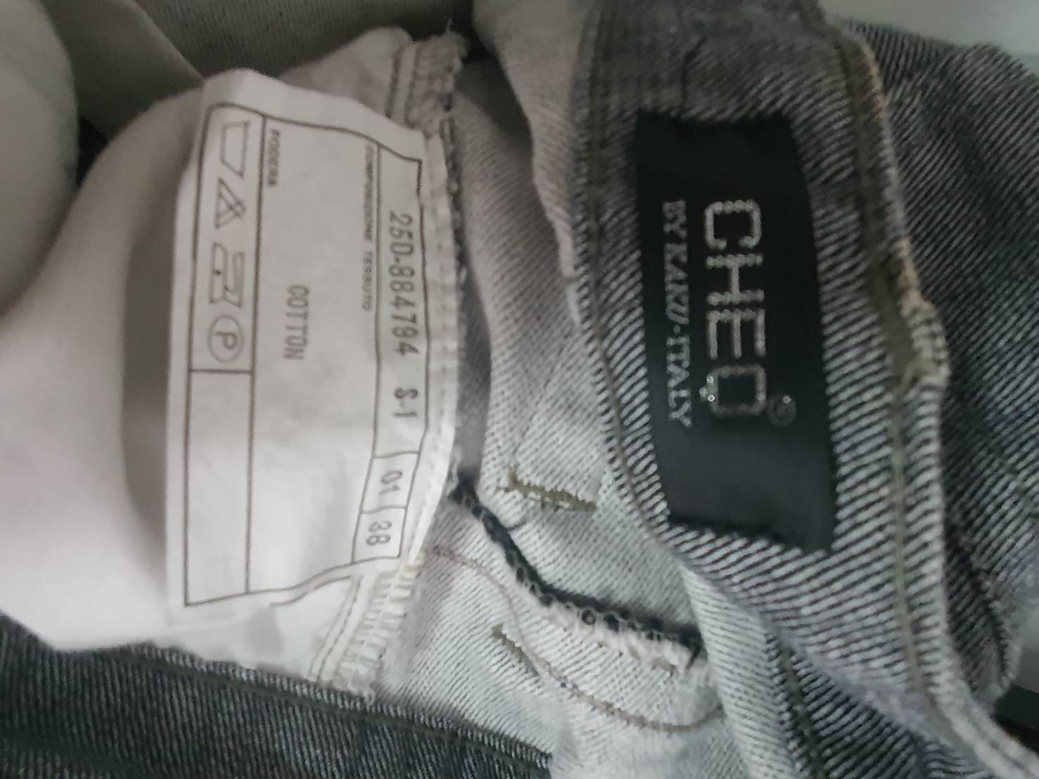 FF06346 กางเกงยีนส์มือสอง สีเทาดำ แบรนด์ CHEQ เอว 36-38 นิ้ว