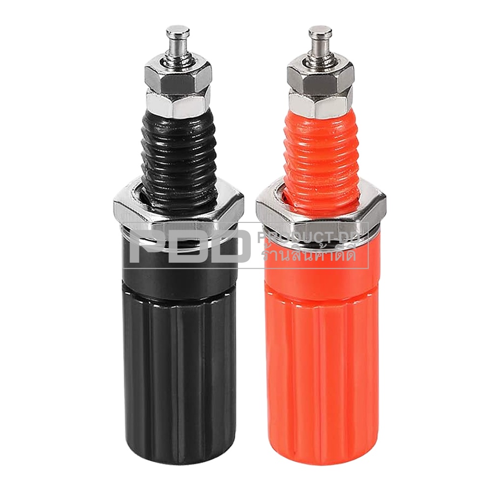 (แพค 1 คู่) บานาน่าแจ๊ค 4 mm ตัวเมีย แบบเดี่ยวขนาด 1.1x4.3 cm สีดำ-แดง สำหรับยึดแท่น