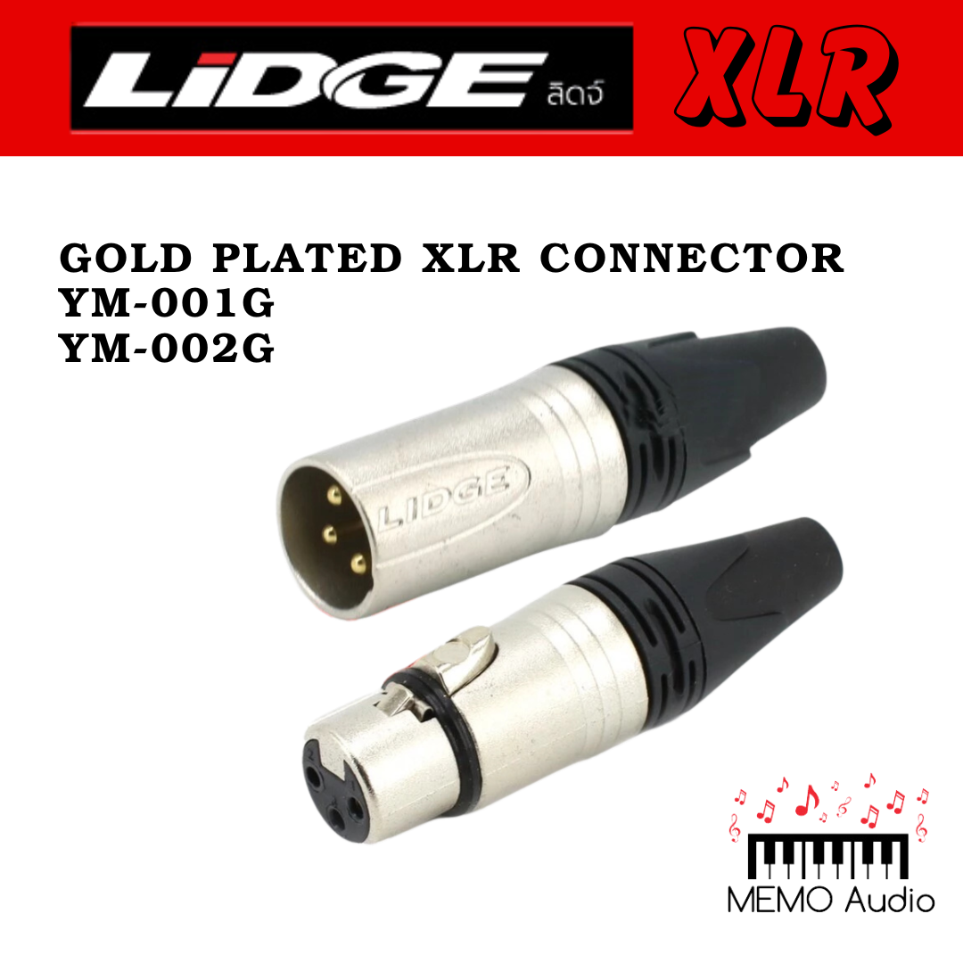 LIDGE ชุดหัวคอนเน็คเตอร์ XLR Gold-Plated Connector Set (YM-001G + YM-002G)