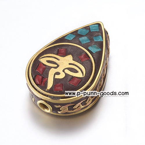 ลูกปัดอินโดนีเซีย ทรงหยดน้ำ (25.5X17 มม.) Handmade Indonesia Beads