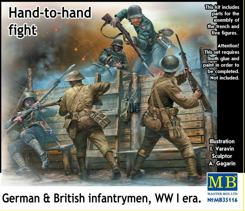 โมเดลฟิกเกอร์ Master Box ขนาด 1/35 MB35116 Hand-To-Hand Fight, German & British Infantrymen, WW I era