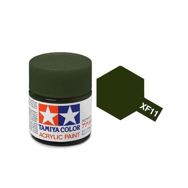 สีทาโมเดลสูตรน้ำอะคริลิกทามิย่า Tamiya Acrylic XF-11 J.N. Green (10 ml)