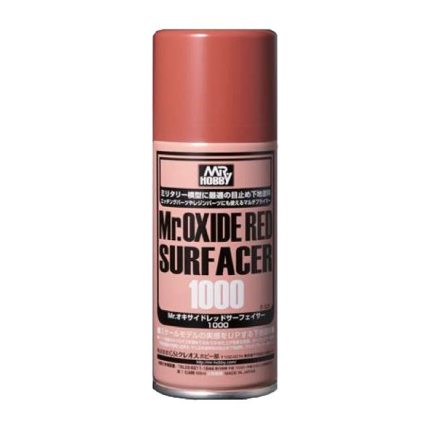 สีสเปรย์รองพื้นโมเดลมิสเตอร์ฮอบบี้ B525 Mr.Oxide Red Surfacer 1000 Spray (สีสนิม)