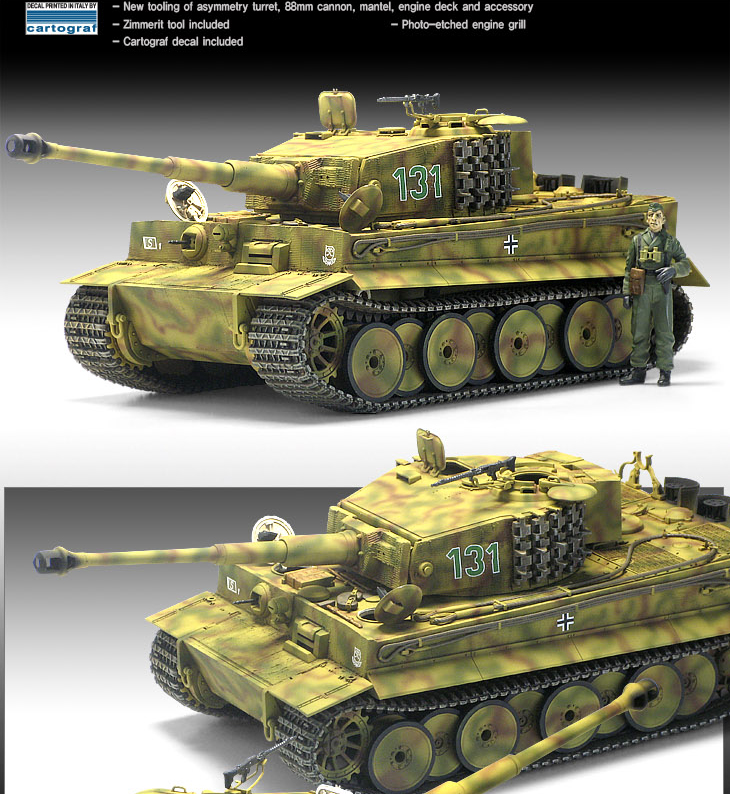 โมเดลรถถัง Academy ขนาด 1/35 AC13287 Tiger-I Mid Ver. Anniv 70 Normandy