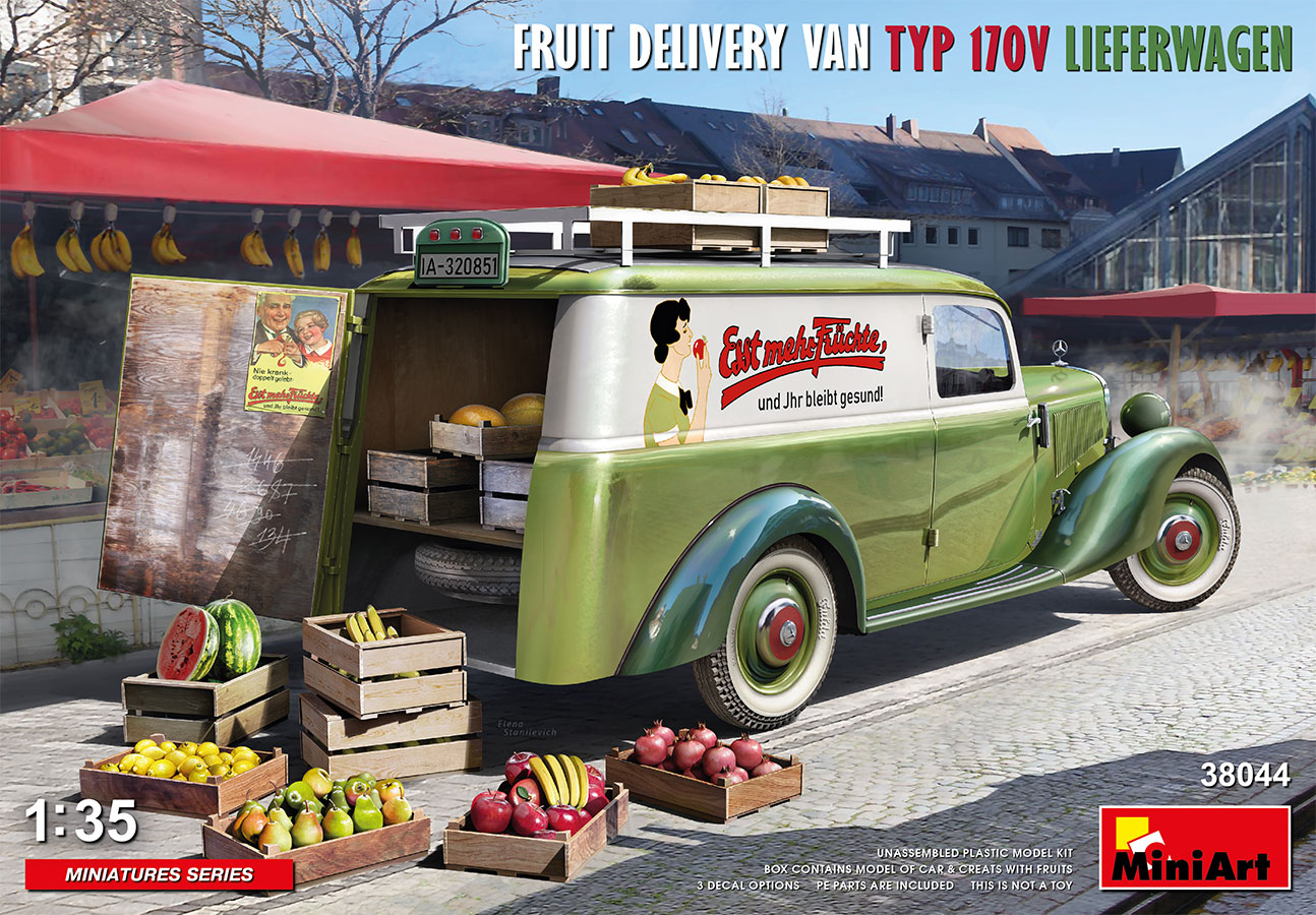 โมเดลรถแวนส่งผลไม้ MiniArt ขนาด 1/35 MI38044 FRUIT DELIVERY VAN TYP 170V LIEFERWAGEN