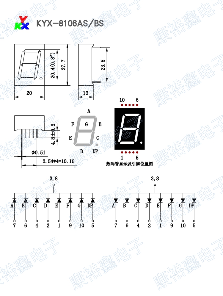 7 segment 0.80" Common cathode RED AS ลบร่วม สีแดง 1 หลัก - ขาย Arduino ...