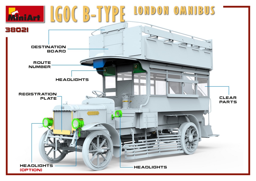 โมเดลฟิกเกอร์รถ MiniArt ขนาด 1/35 MI38021 LGOC B-type London Omnibus