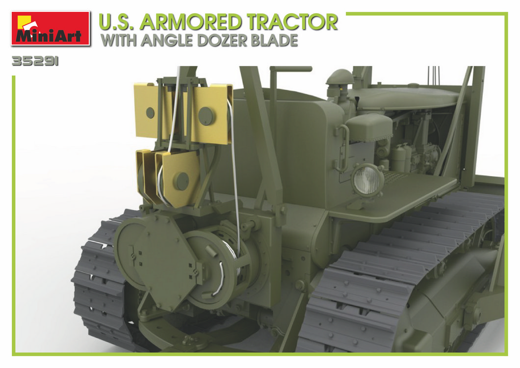 โมเดลรถแทรกเตอร์ทหาร MiniArt ขนาด 1/35 MI35291 U.S. Armored Tractor With Angle Dozer Blade