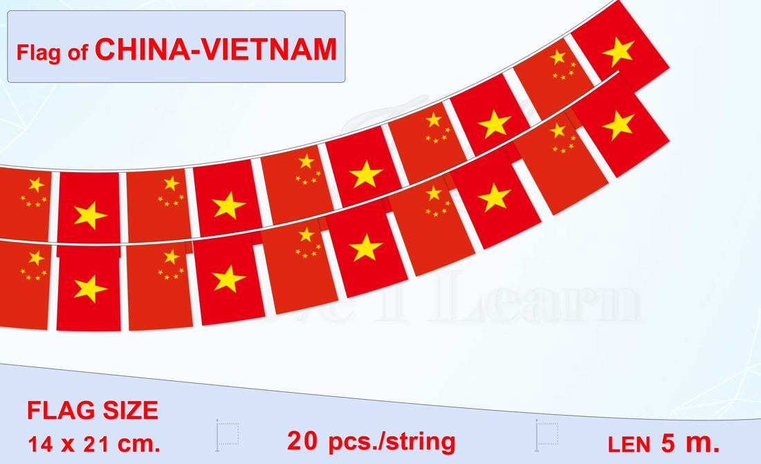 ธงชาติจีน-เวียดนาม (ธงราวจีน-เวียดนาม) 中越国旗 cờ trung quốc việt nam China-Vietnam Flag String Hanging Flag Small Flag Decoration Small Flagุ ธงชาติประเทศจีน-เวียดนาม สำหรับประดับตกแต่งในงาน ตกแต่งสถานที่ ราคาถูก