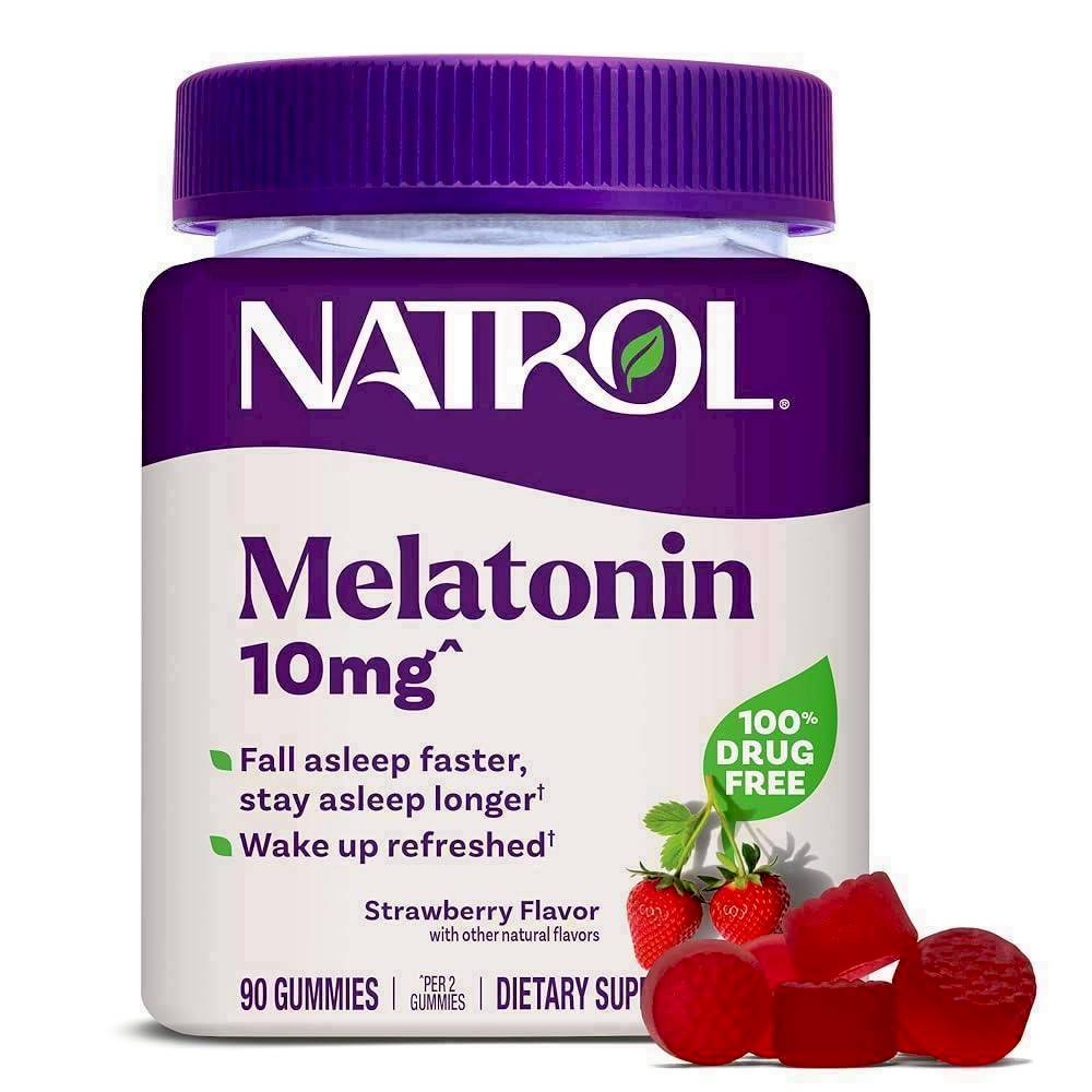 Natrol Melatonin Gummies 10 mg 90 Gummies Strawberry ( New Package )