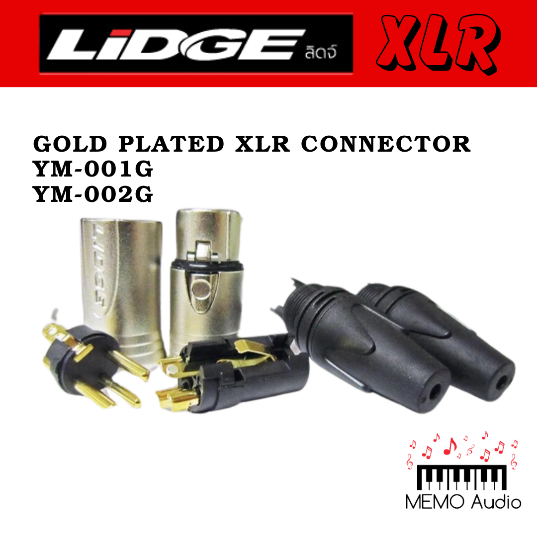 LIDGE ชุดหัวคอนเน็คเตอร์ XLR Gold-Plated Connector Set (YM-001G + YM-002G)