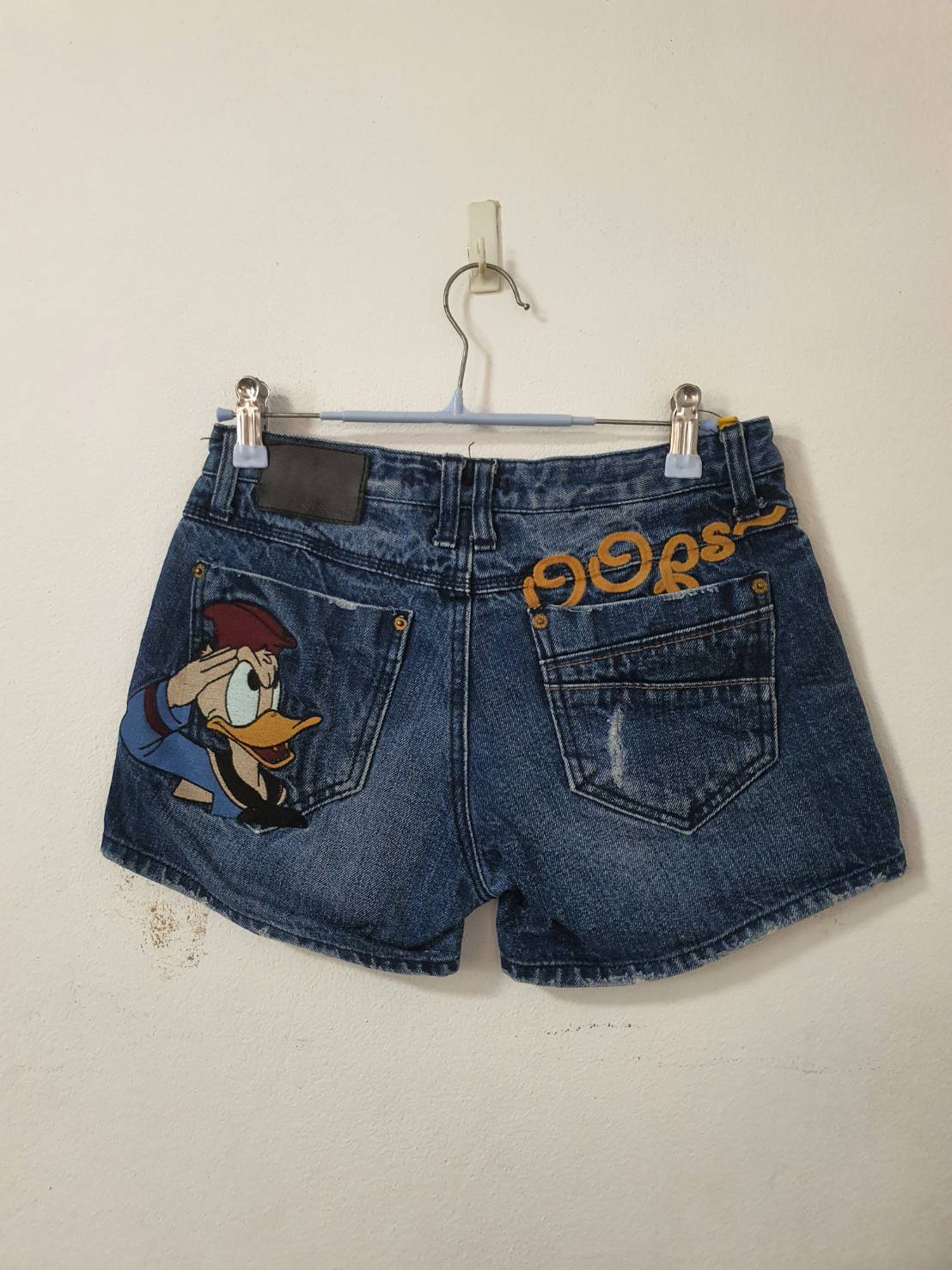 FF06497 กางเกงยีนส์ ขอสั้นมือสอง Blue booth jeans เอว 26 นิ้ว