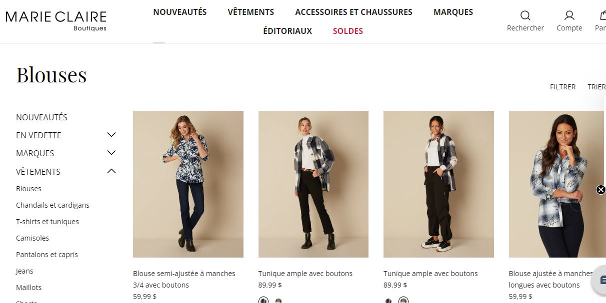 FF03533 เสื้อแฟชั่น ลายสก็อต มือสอง แบรนด์ marie claire อก 38 นิ้ว