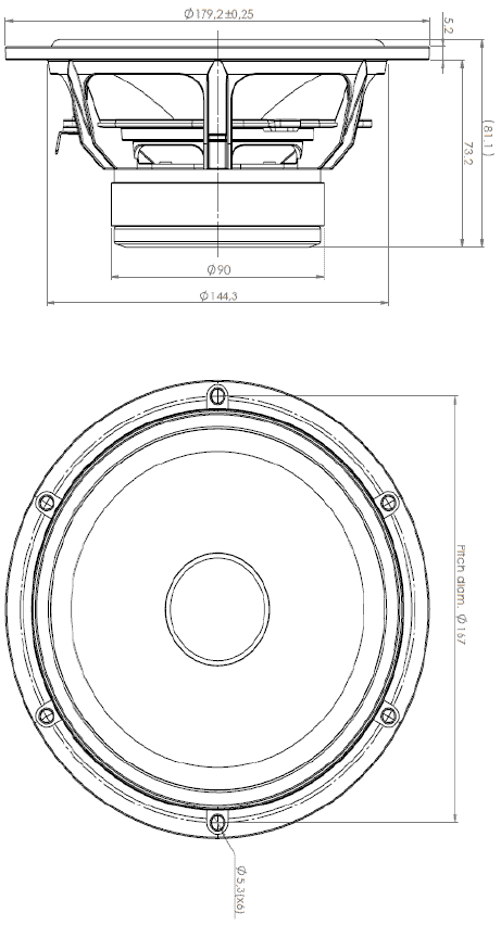 Scanspeak Discovery 18W/4434G-00, 7" Midwoofer, 4 ohm