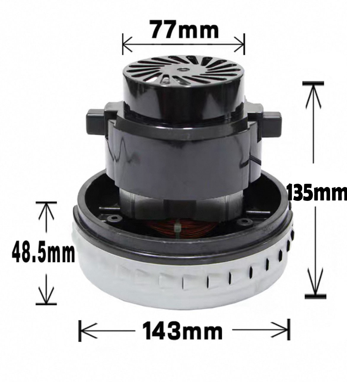 DB40013 มอเตอร์เครื่องดูดฝุ่น 1400W ขนาด 75*135*143*48.5 มม. แรงดันไฟฟ้า 220v ความถี่ 50Mhz กำลังไฟ 1400w / 56 เดซิเบล