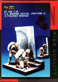 โมเดลฟิกเกอร์ทหารพร้อมฐาน AFV ขนาด 1/35 HF556 US.MARINES DIGITAL UNIFORM (1)-2 FIGURES W/B