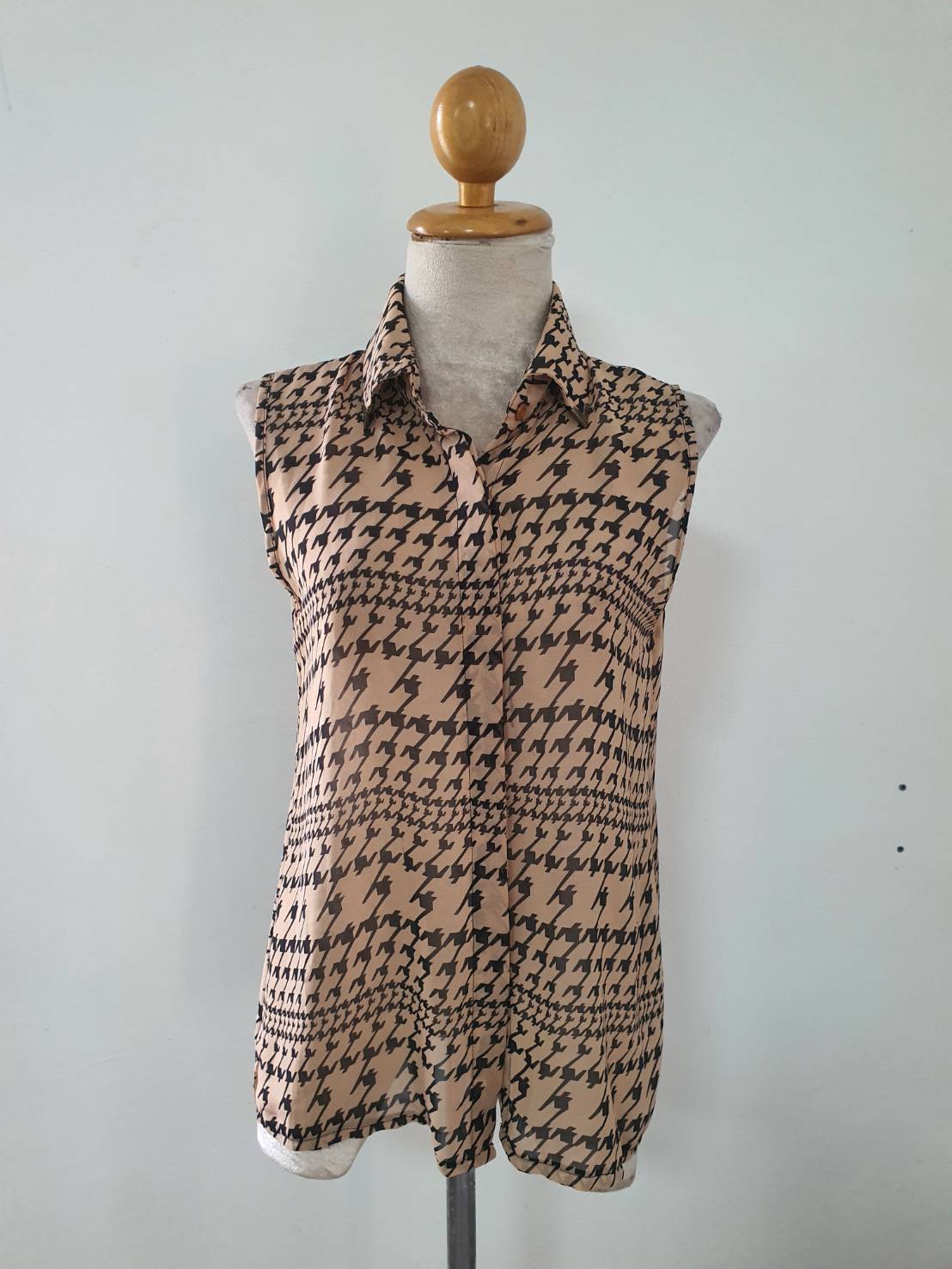FF06734 เสื้อชีฟอง สีน้ตาล มือสอง zara อก 34 นิ้ว