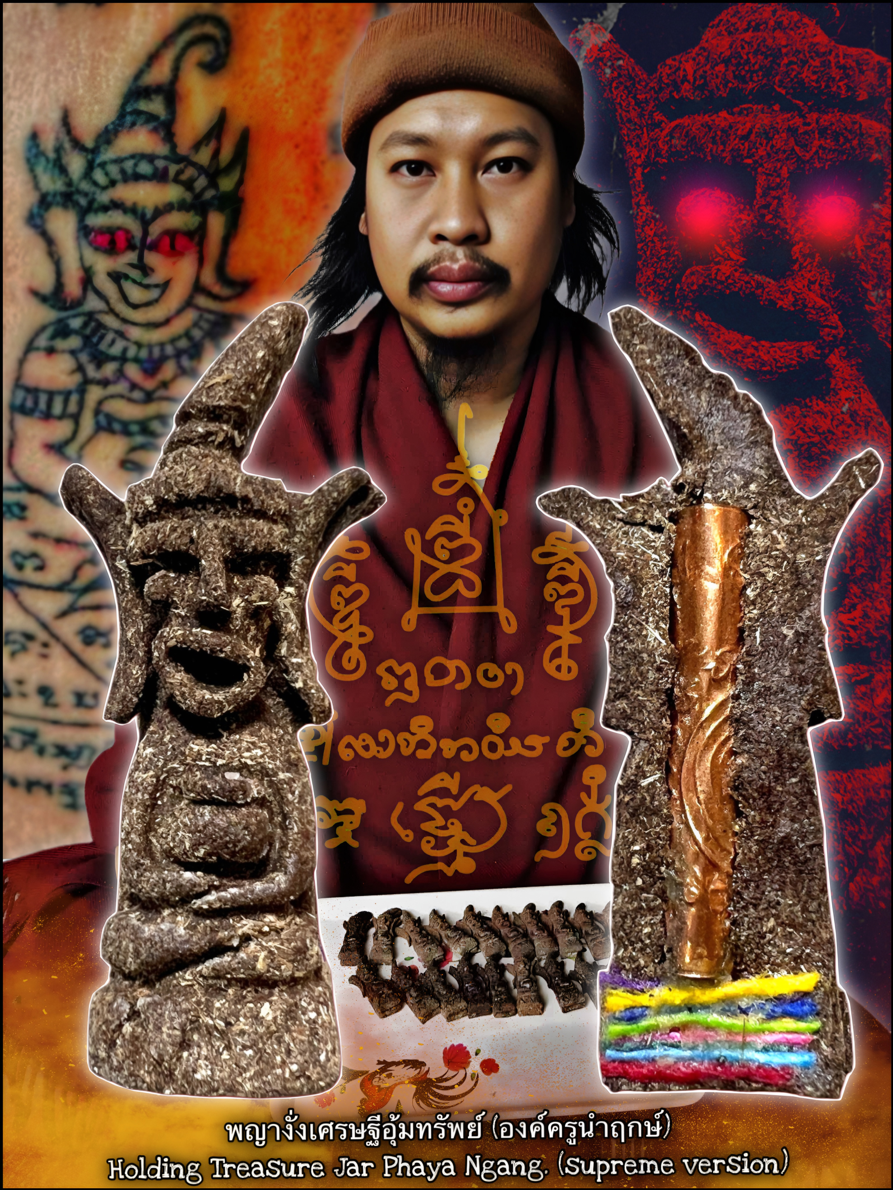 พญางั่งเศรษฐีอุ้มทรัพย์ (องค์ครูนำฤกษ์) Holding Treasure Jar Phaya Ngang. (supreme version) SKU-04023