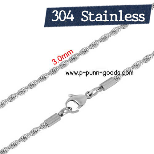 สร้อยคอ Stainless Steel Rope Chain 3มม. 18 นิ้ว