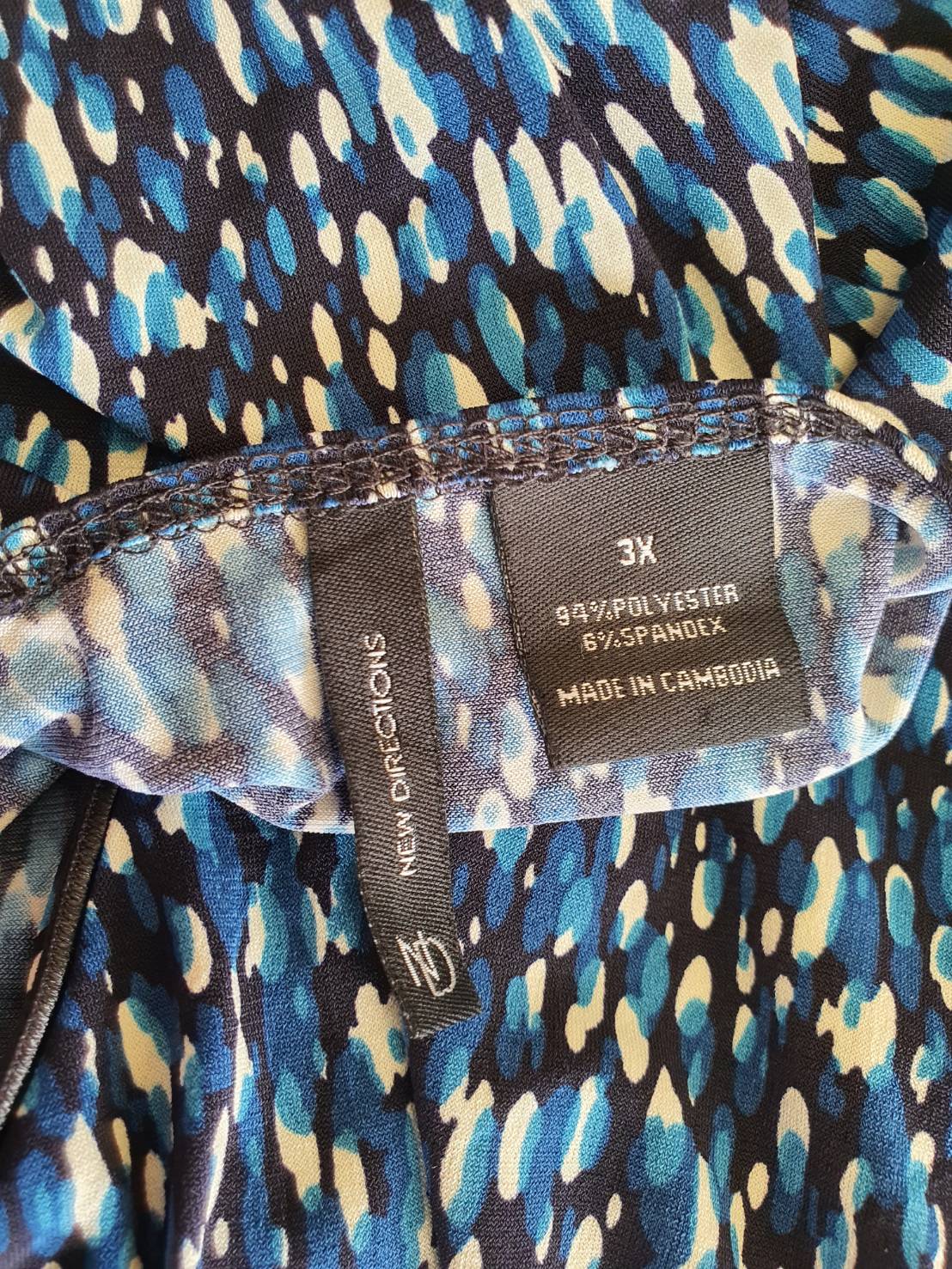 FF04973 เสื้อผ้ามือสอง สาวอวบ พลัสไซส์ new directions สีน้ำเงินลาย อก 52-58 นิ้ว