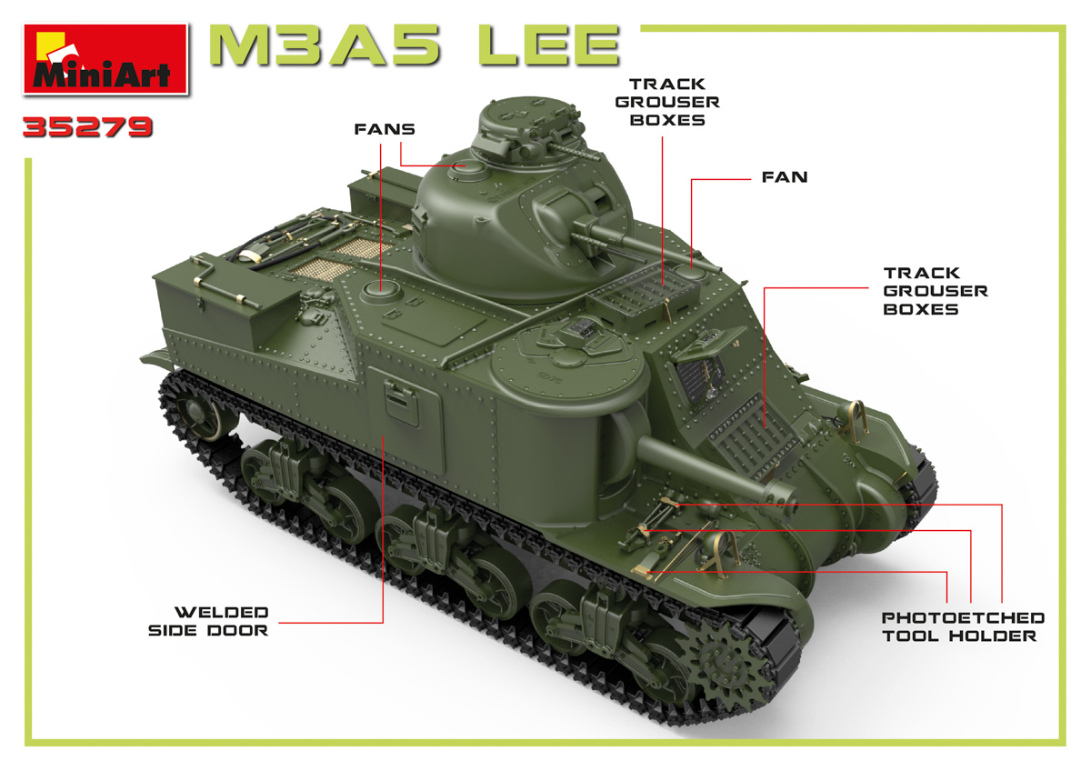 โมเดลรถถัง MiniArt ขนาด 1/35 MI35279 M3A5 Lee