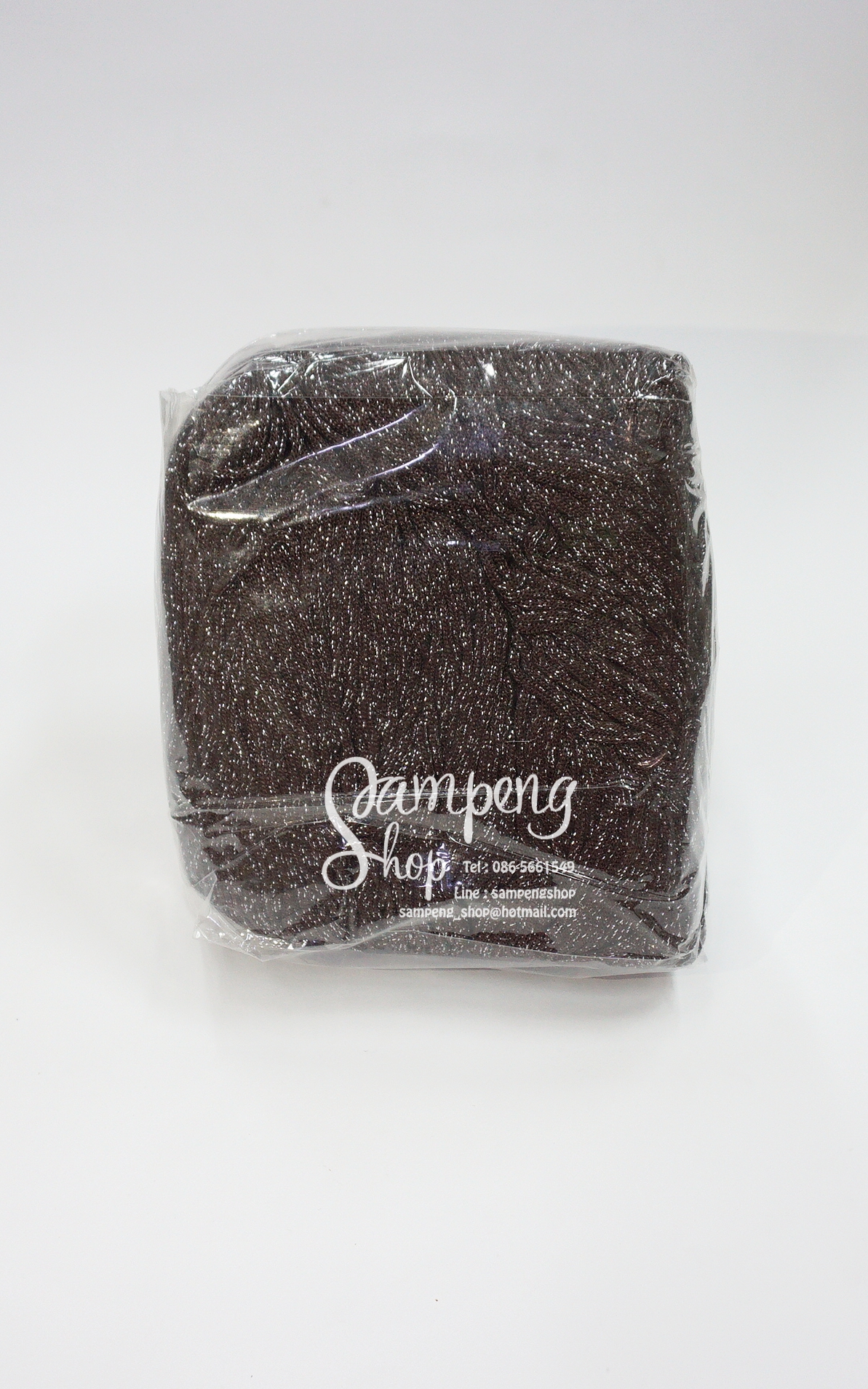 เชือกร่ม สีน้ำตาลเข้มดิ้นเงิน