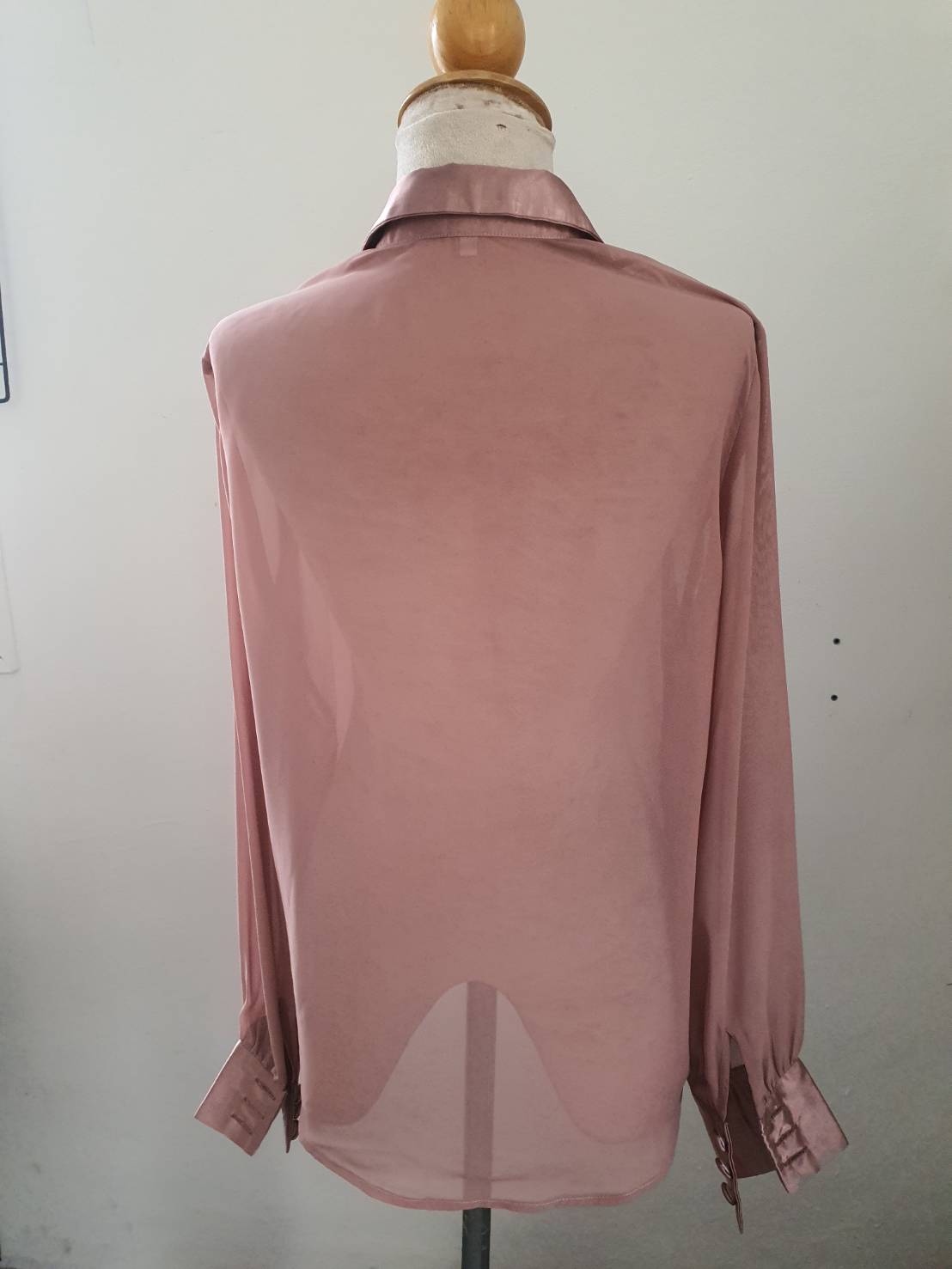 FF05476 เสื้อแฟชั่นชีฟอง ซีทรู มือสอง ชมพูหม่น