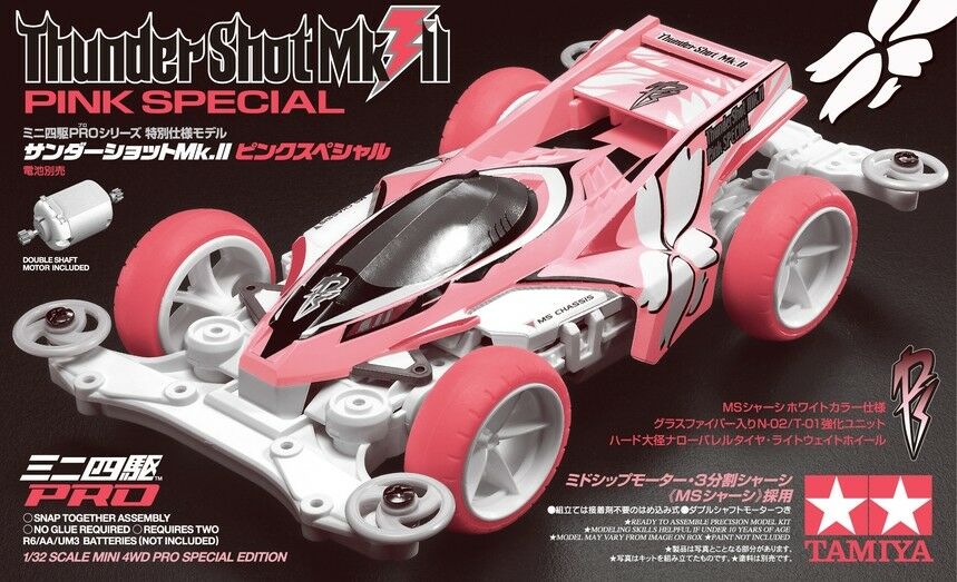 รถมินิ 4WD ทามิย่า ขนาด 1/32 Tamiya Mini 4WD TA95465 Thunder Shot Mk.II Pink Special