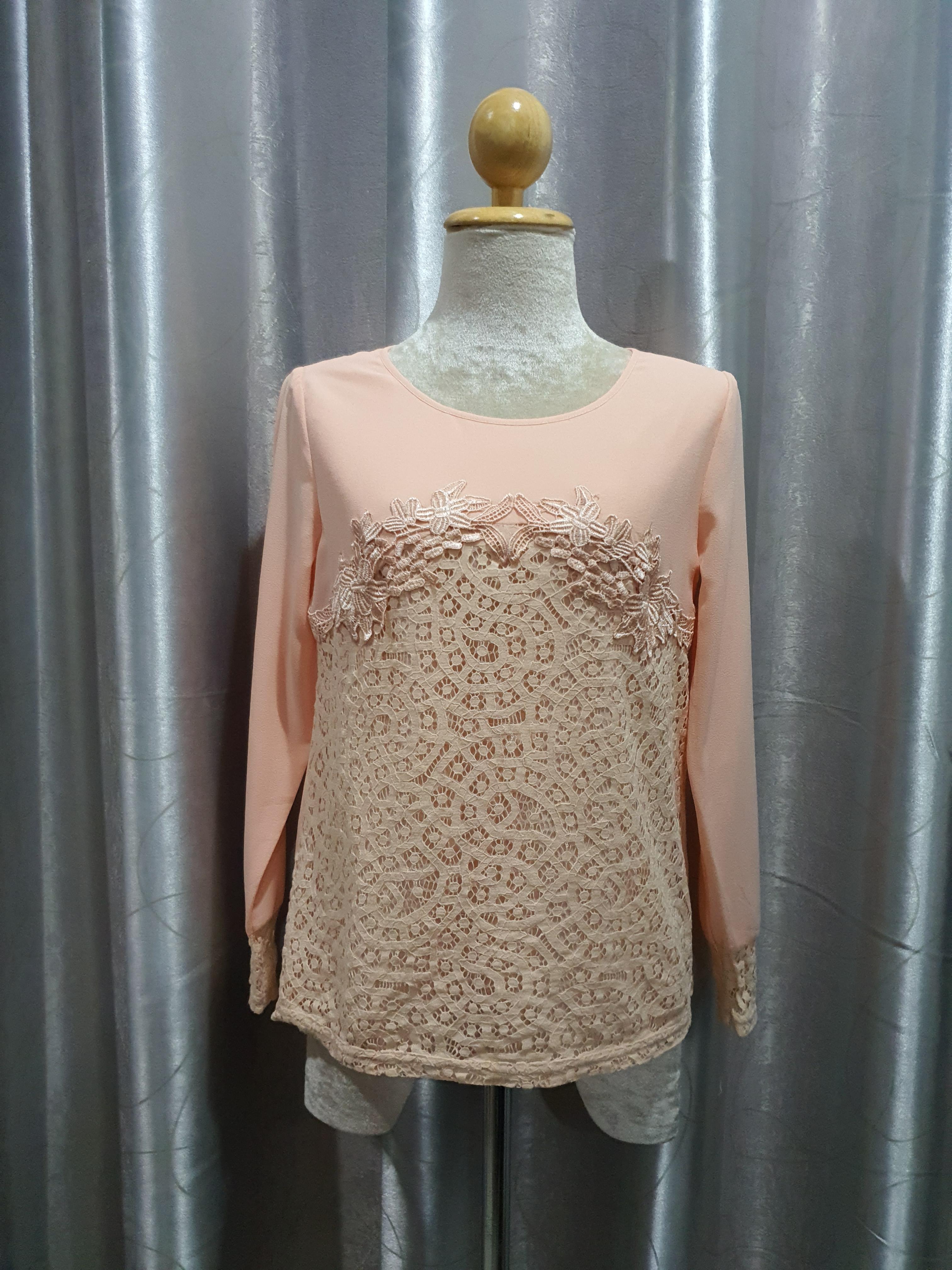 FF05959 เสื้อชีฟอง มือสอง สีโอรส อก 35 นิ้ว