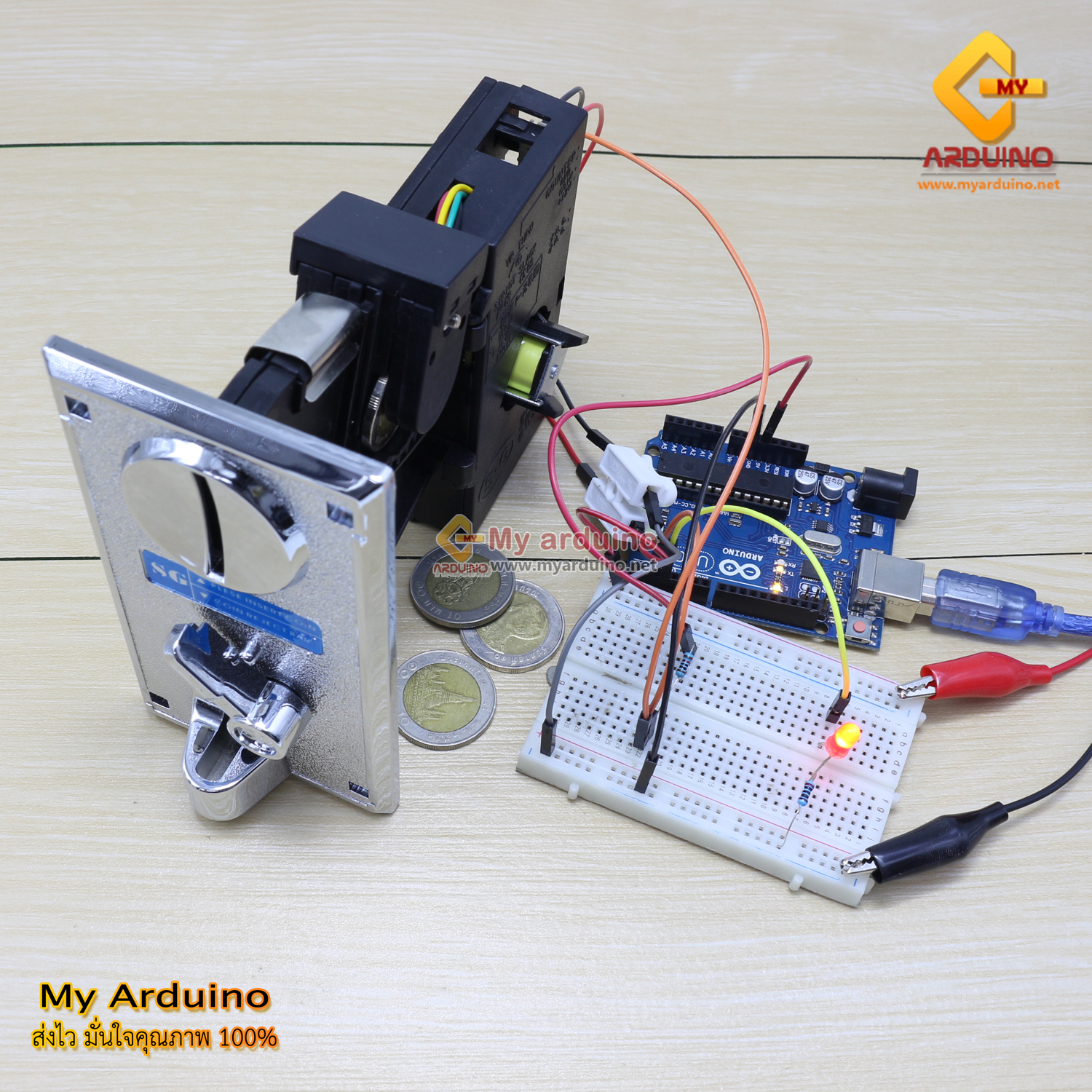 สอนใช้งาน Arduino Coin Validator เครื่องรับเหรียญ เครื่องหยอดเหรียญ ...