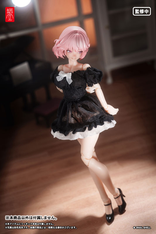 Puff Sleeves One-piece Dress (Black) (DOLL ACCESSORY)(Pre-order)