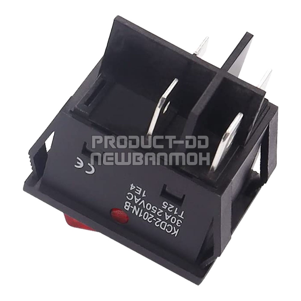 KCD4 สวิตช์กระดก ON-OFF (l-O) 4 ขา สีแดงมีไฟ 30A 250V AC