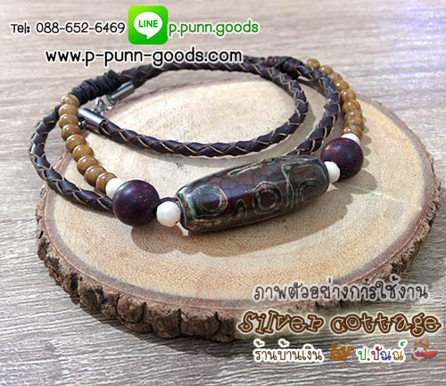 ฟอสซิล - Natural Fossil 4 มม. เม็ดกลมหน้าตัด (1 เส้น)