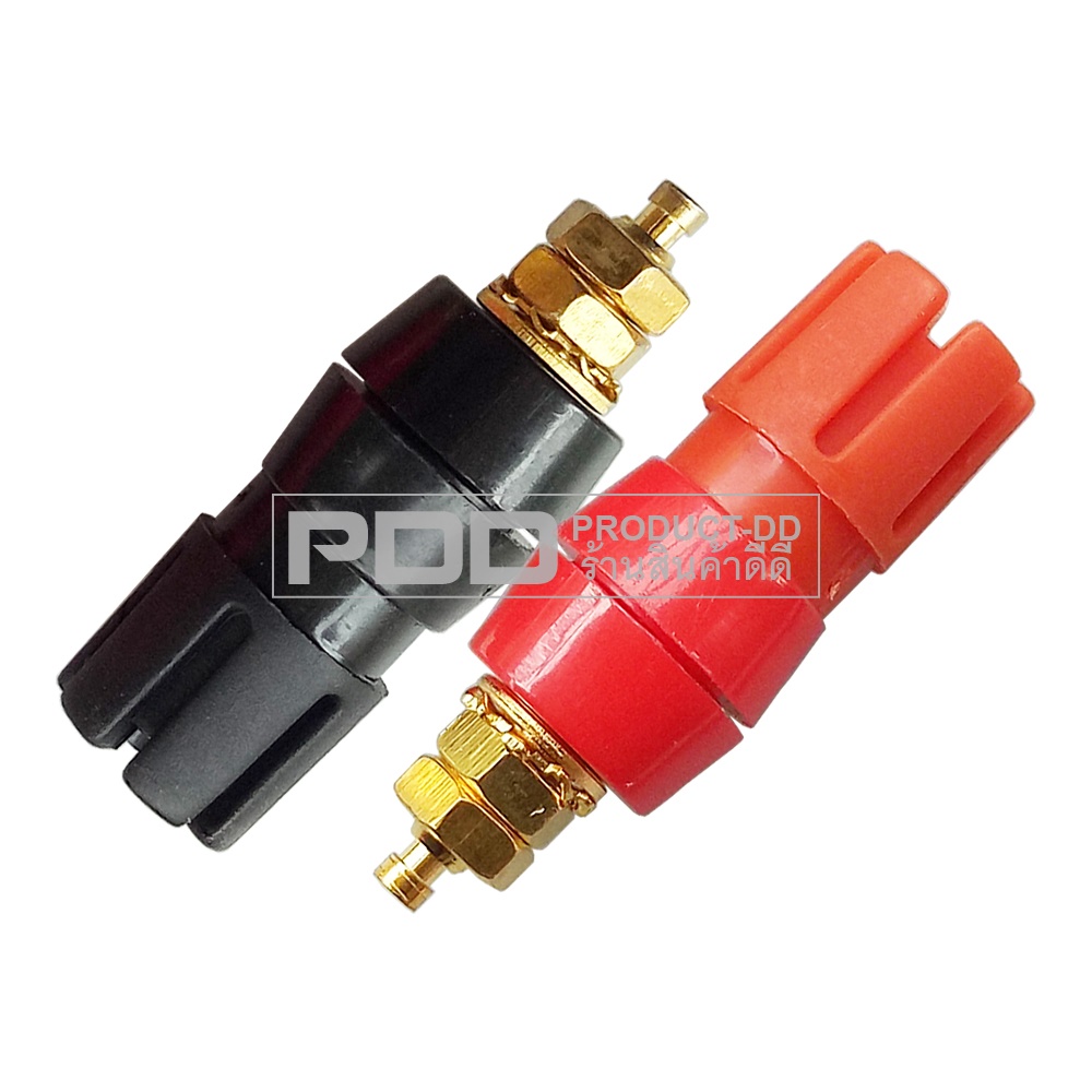 (แพค 1 คู่) บานาน่าแจ๊ค 4 mm ตัวเมียแบบเดี่ยวหัวแฉก ขนาด 1.5x5 cm สีดำ-แดง สำหรับยึดแท่น