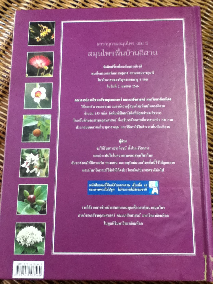 สารานุกรมสมุนไพร เล่ม 5 สมุนไพรพื้นบ้านอีสาน/ รศ.ดร.วงศ์สถิตย์ ฉั่วกุล และคณะ