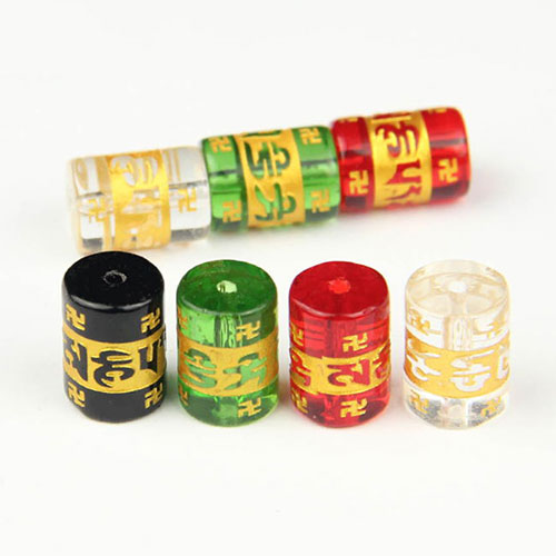 ลูกปัดโอม ลูกปัดคริสตัล ทรงกระบอก 12x8 มม