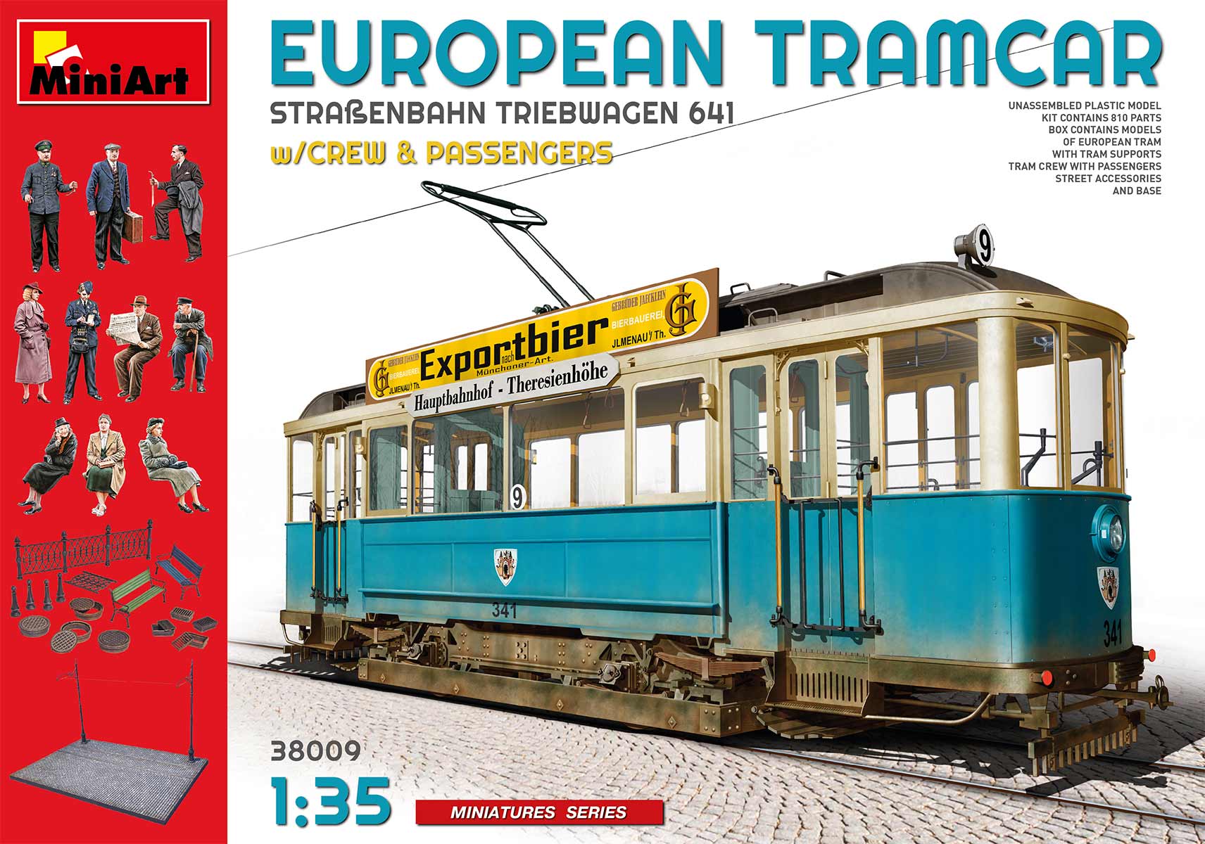 โมเดลรถรางยุโรป MiniArt ขนาด 1/35 MI38009 European Tramcar(StraBenbahn Triebwagen 641) w/Crew & Passenger