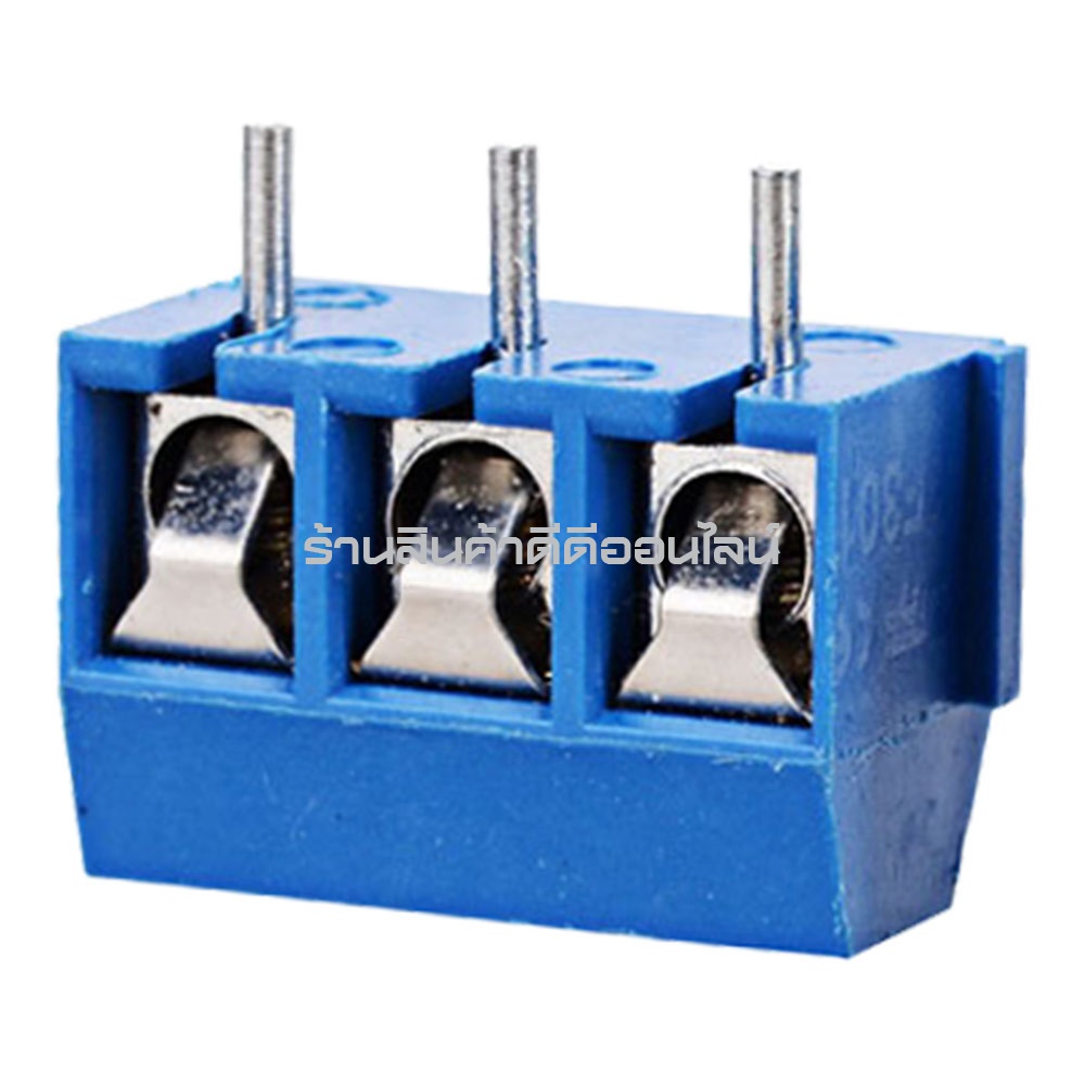 (แพค 4 ชิ้น) ขั้วต่อเทอร์มินอลบล็อกสีฟ้า 3 ขา 301-3P แบบบัดกรีบนแผง PCB ระยะขาห่าง 5 มม.